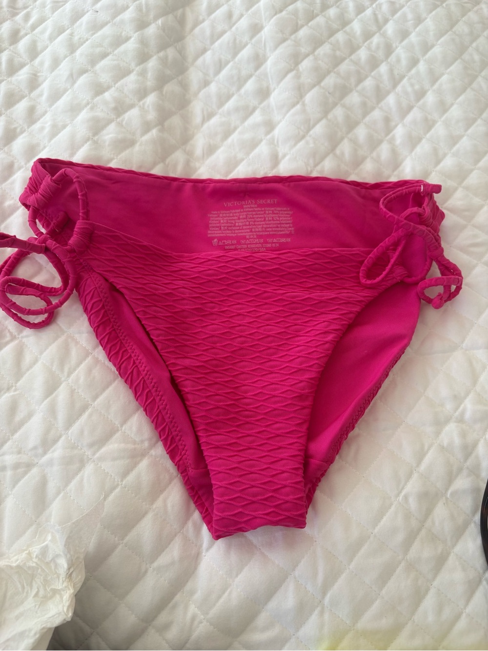 Victoria's Secret Fuchsia Textured Tie-Side Bikini Bottom